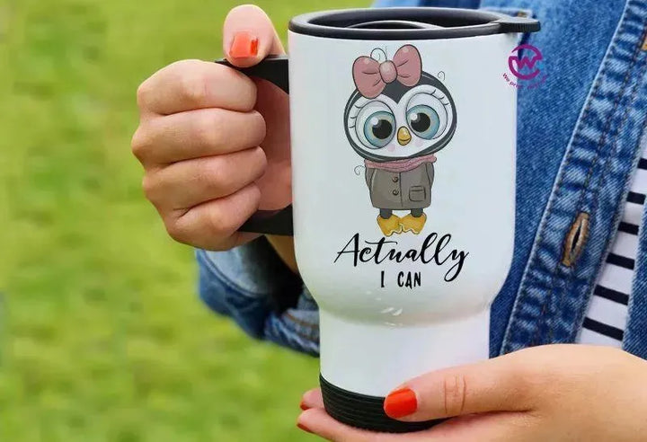 Travel Mug White - Owl - WE PRINT