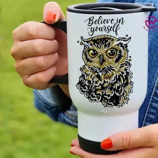 Travel Mug White - Owl - WE PRINT