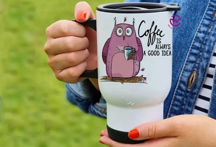 Travel Mug White - Owl - WE PRINT