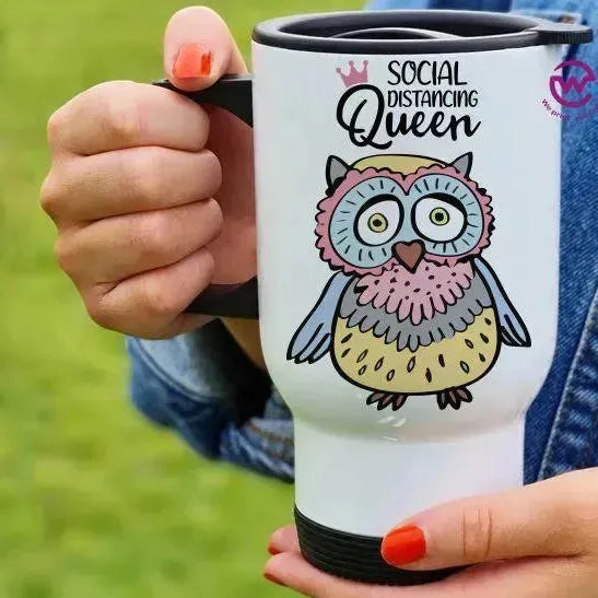 Travel Mug White - Owl - WE PRINT