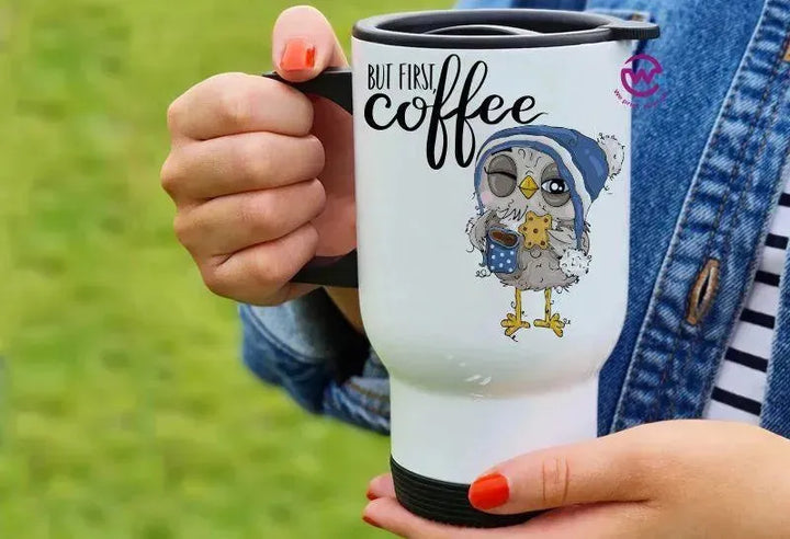 Travel Mug White - Owl - WE PRINT