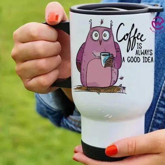 Travel Mug White - Owl - WE PRINT