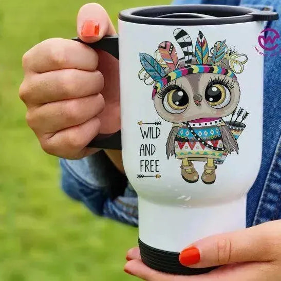 Travel Mug White - Owl - WE PRINT