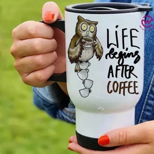 Travel Mug White - Owl - WE PRINT