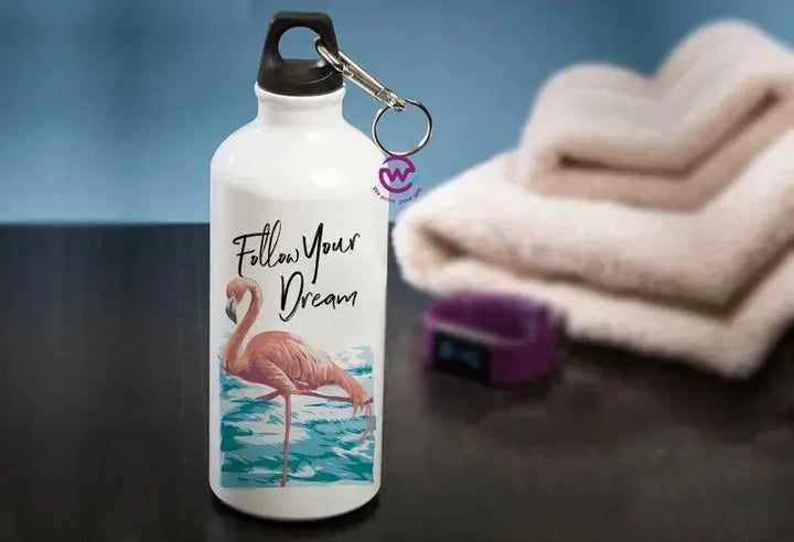 Water Bottle flask -Aluminium - Flamingo - WE PRINT