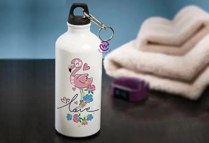 Water Bottle flask -Aluminium - Flamingo - WE PRINT