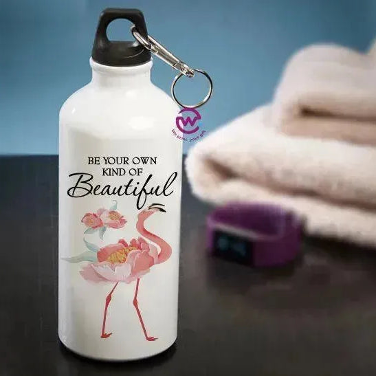 Water Bottle flask -Aluminium - Flamingo - WE PRINT