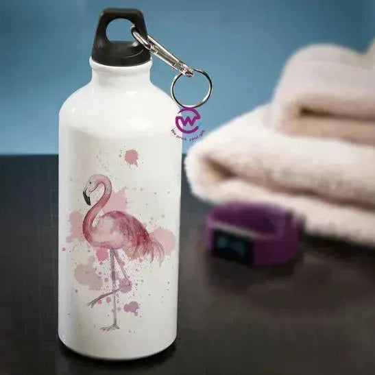 Water Bottle flask -Aluminium - Flamingo - WE PRINT