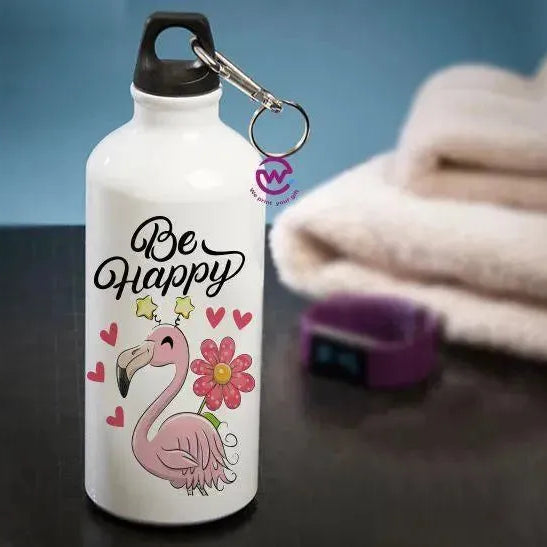 Water Bottle flask -Aluminium - Flamingo - WE PRINT