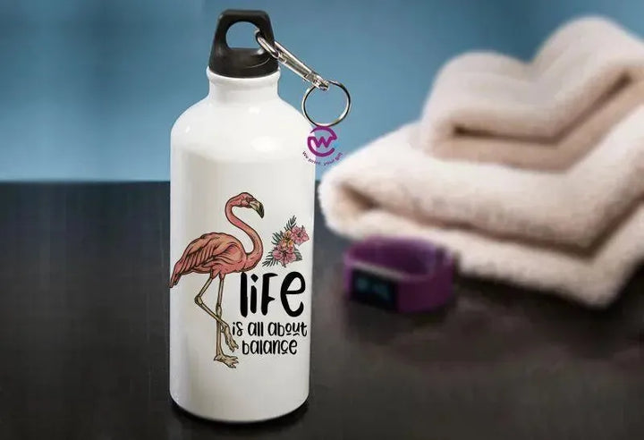 Water Bottle flask -Aluminium - Flamingo - WE PRINT