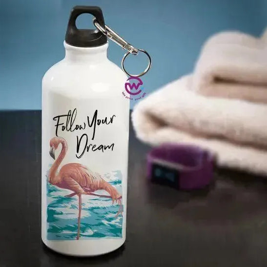 Water Bottle flask -Aluminium - Flamingo - WE PRINT