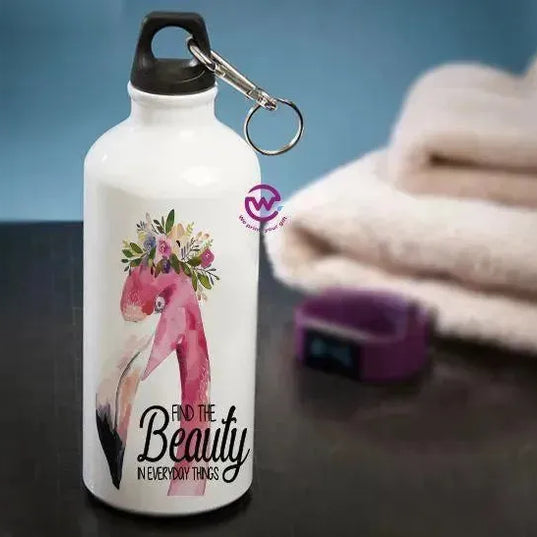 Water Bottle flask -Aluminium - Flamingo - WE PRINT