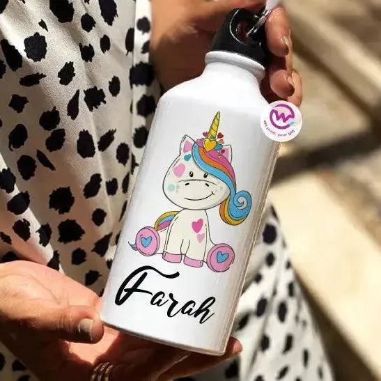 Water Bottle flask-Aluminium - Unicorn - WE PRINT