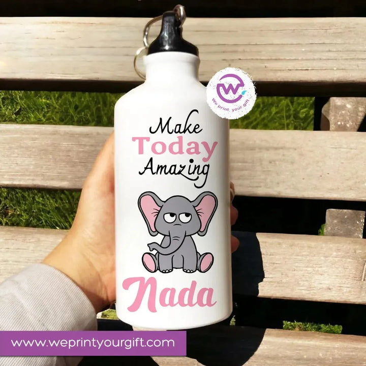 Water Bottle flask -Aluminum -Cute Elephant - WE PRINT