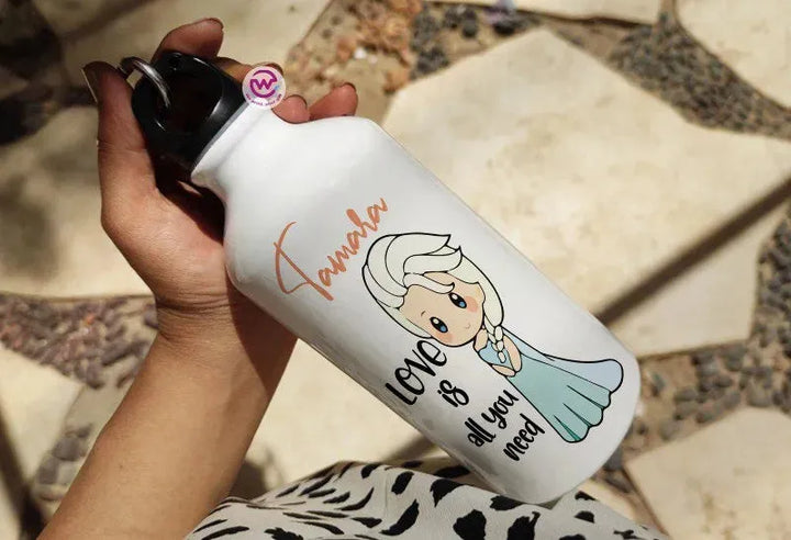 Water Bottle flask -Aluminum -DISNEY PRINCESS - WE PRINT