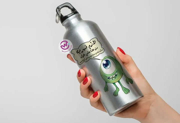 Water Bottle flask -Aluminum -Monsters - WE PRINT