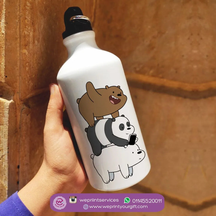 Water Bottle flask -Aluminum -Three Bears NEW - WE PRINT