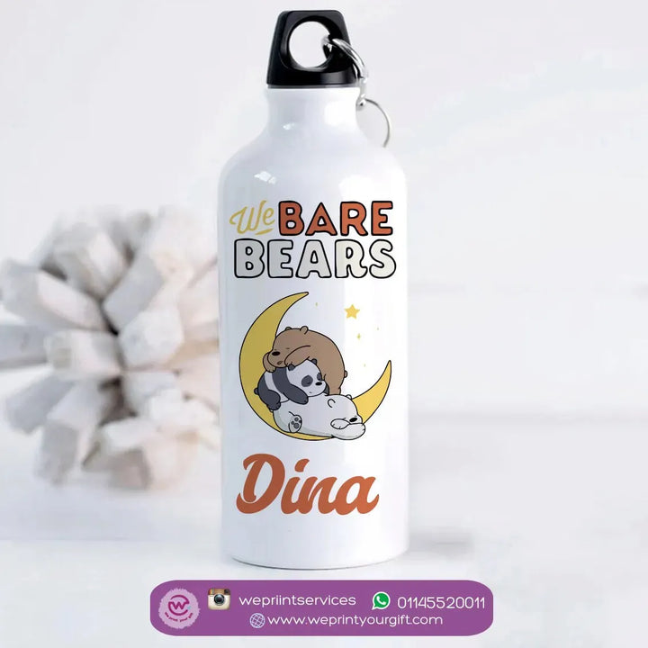 Water Bottle flask -Aluminum -Three Bears - WE PRINT