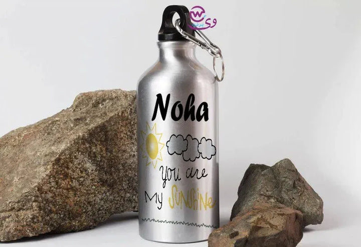 Water Bottle flask -silver-Aluminum -motivational - WE PRINT