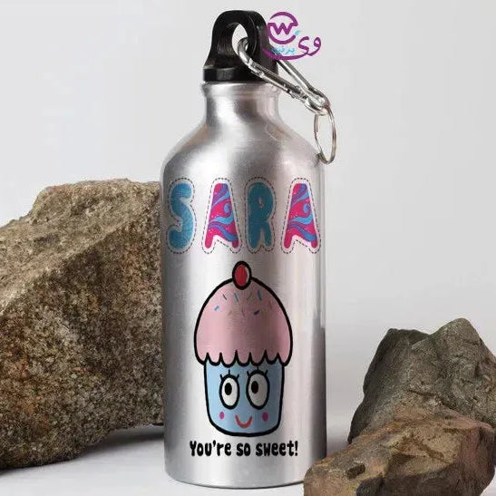 Water Bottle flask -silver-Aluminum -motivational - WE PRINT