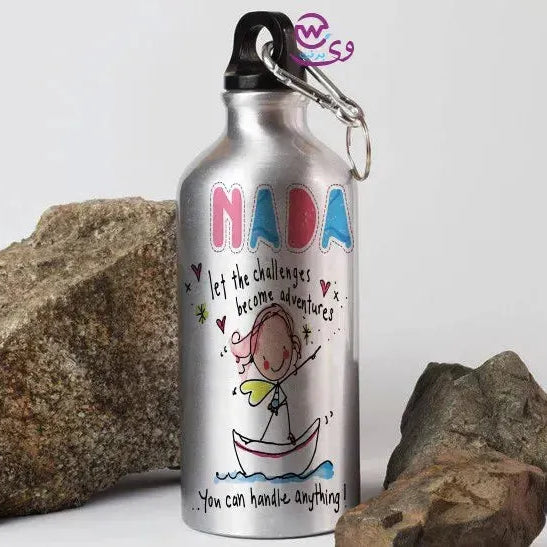 Water Bottle flask -silver-Aluminum -motivational - WE PRINT