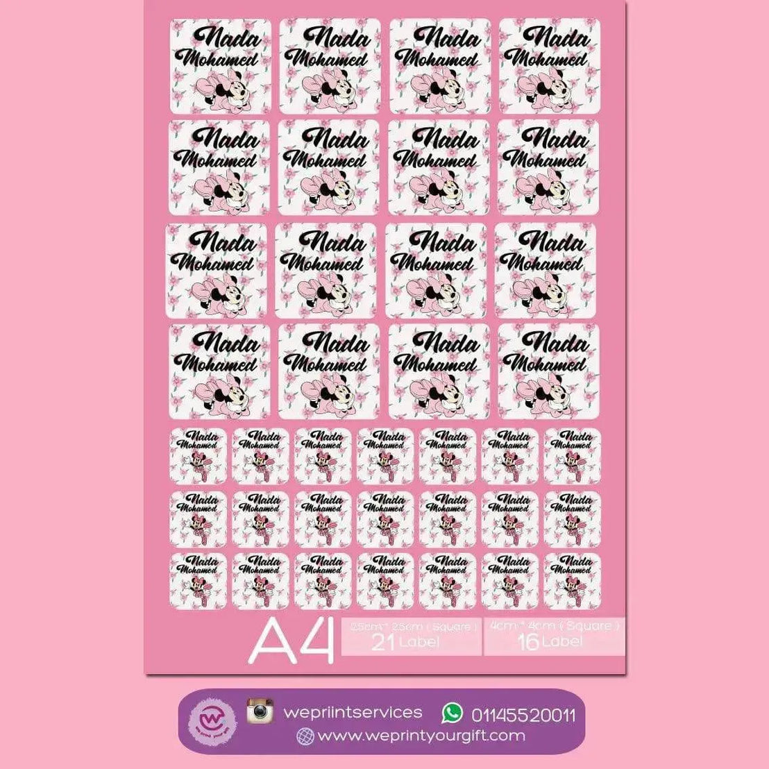 Waterproof label - school label Minnie - WE PRINT