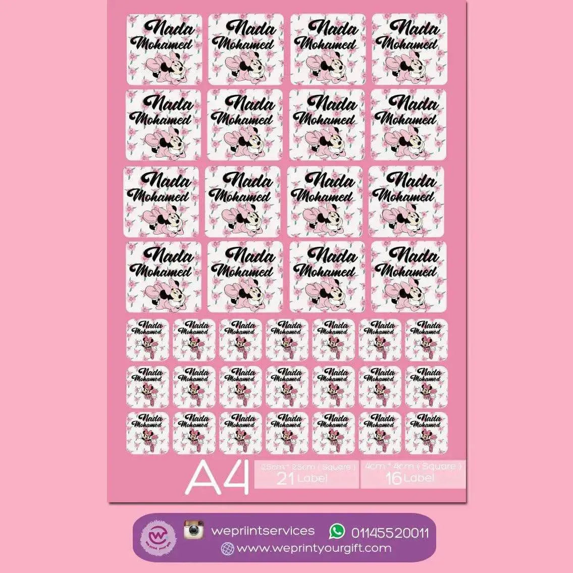 Waterproof label - school label Minnie - WE PRINT