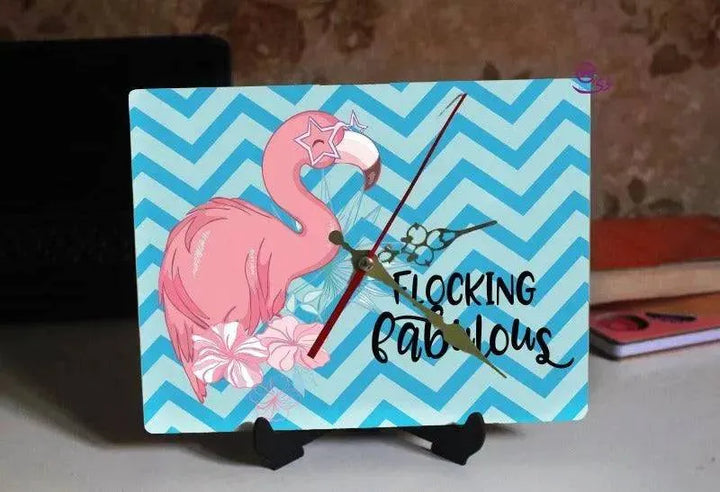 Wooden Desk Clock - Flamingo - WE PRINT