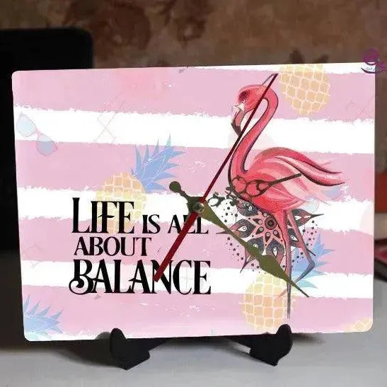 Wooden Desk Clock - Flamingo - WE PRINT