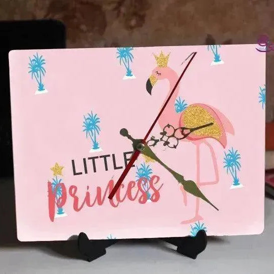 Wooden Desk Clock - Flamingo - WE PRINT