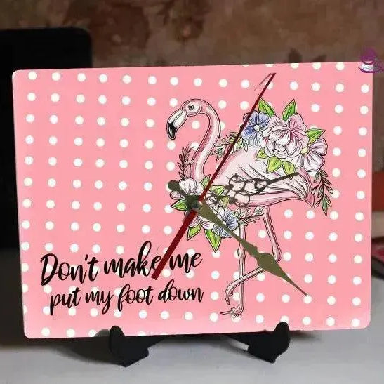 Wooden Desk Clock - Flamingo - WE PRINT