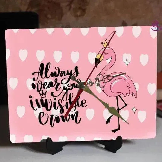 Wooden Desk Clock - Flamingo - WE PRINT