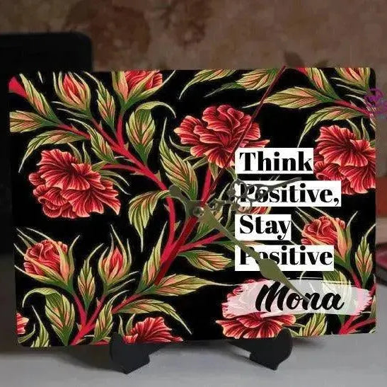 Wooden Desk Clock -Motivational Quotes - WE PRINT